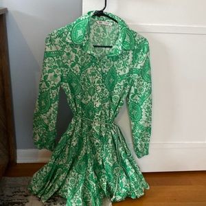 Green long sleeve button down Zara Dress